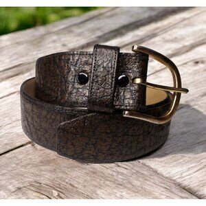 Vintage Buxton Buffalo Rangoon Leather Textured Belt Size 34 Brown 3557 Unisex